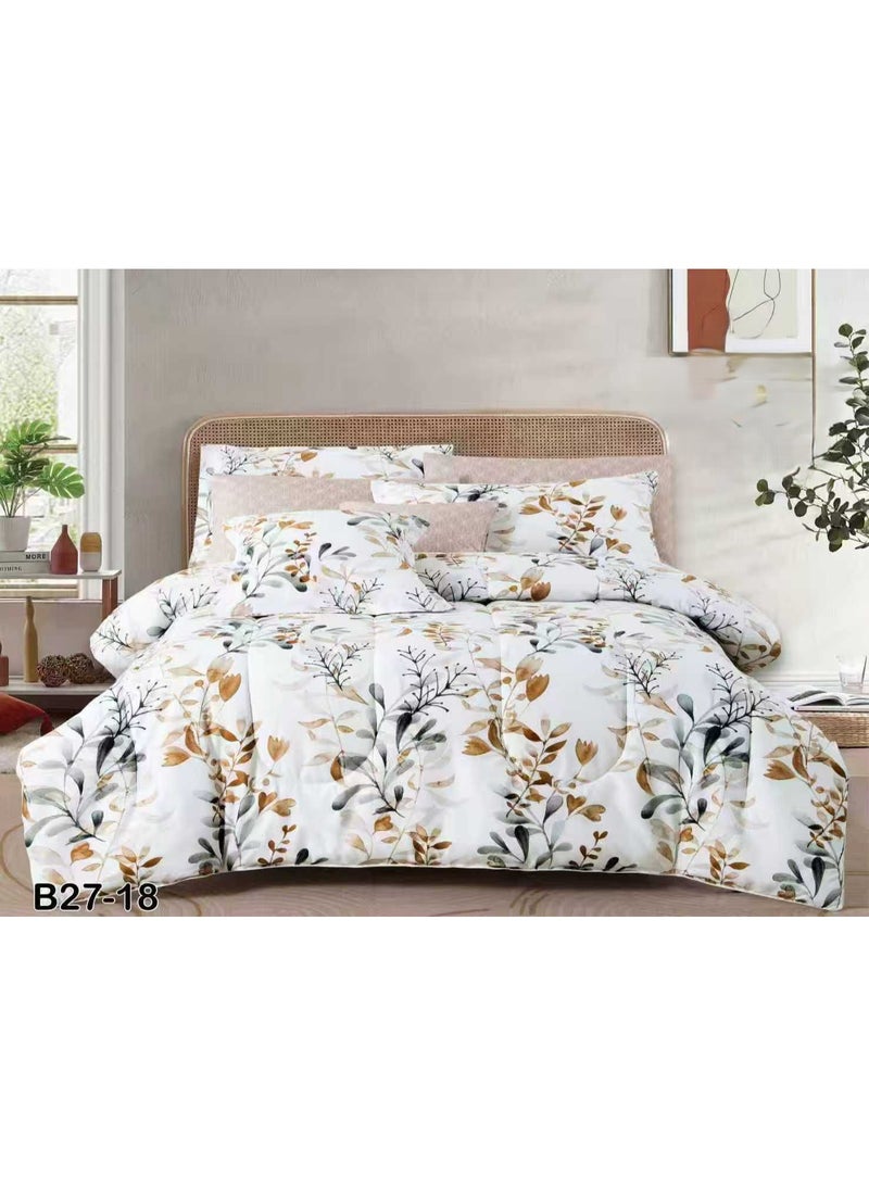 SFT Luxury summer double bed sheet set made of microfiber material, 8 pieces: 1 quilt 260*240cm, 1 sheet 200*200cm, 4 pillowcases 50*75cm, 2 cushion covers 45*45cm. - Image 1